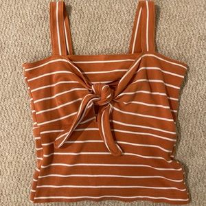 striped tie front top